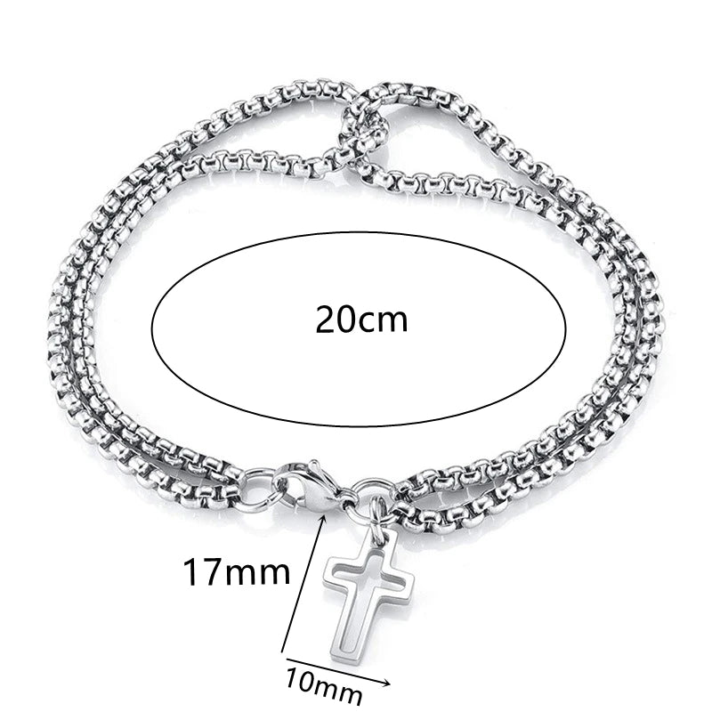 doppelreihiges Armband mit kleinem Kreuz