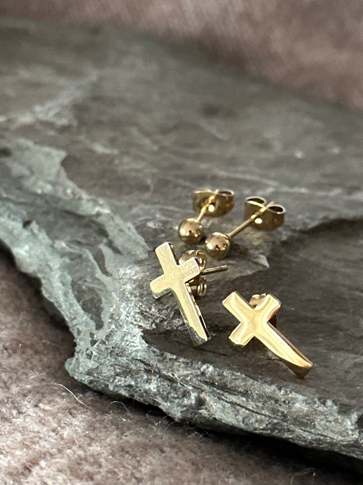 Ohrstecker-Set Kreuz und Perle