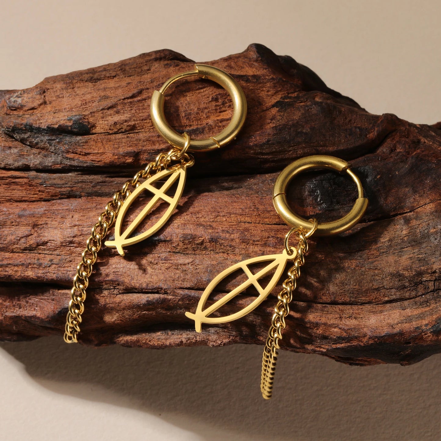 Ohrringe "Ichthys mit Kreuz"
