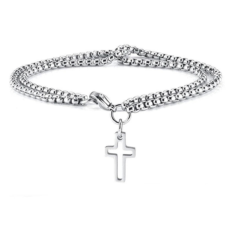 doppelreihiges Armband mit kleinem Kreuz
