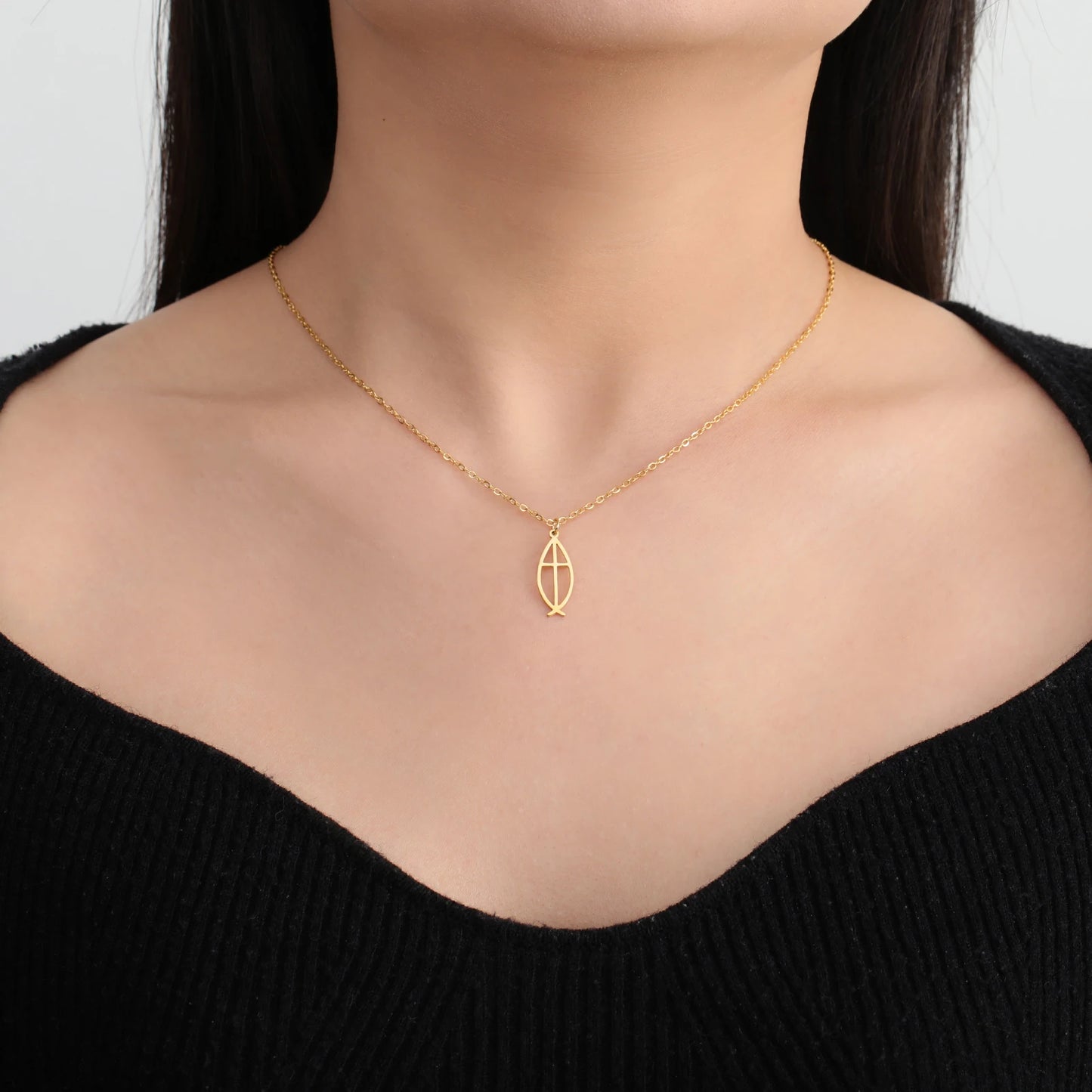 Kette "Ichthys mit Kreuz"