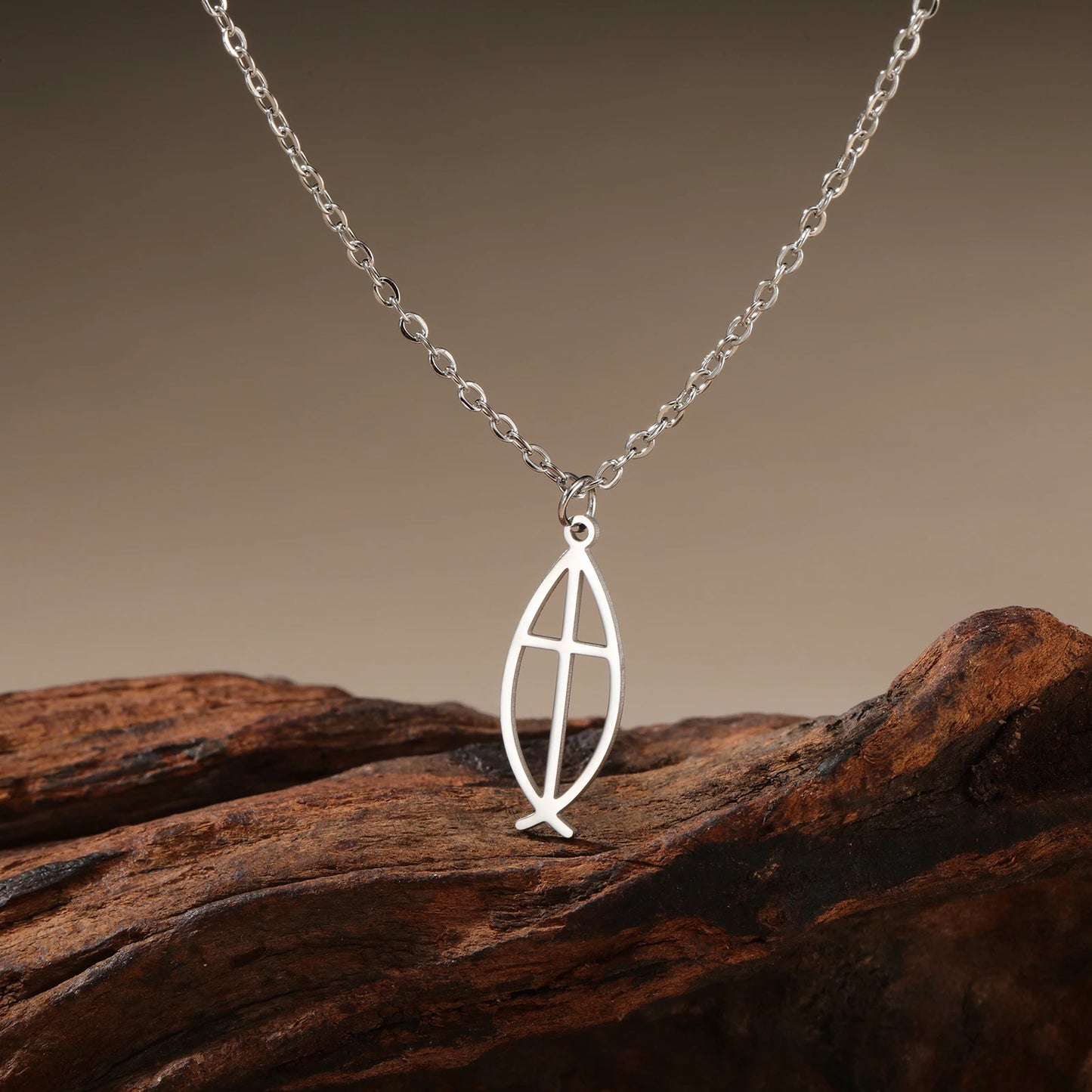 Kette "Ichthys mit Kreuz"