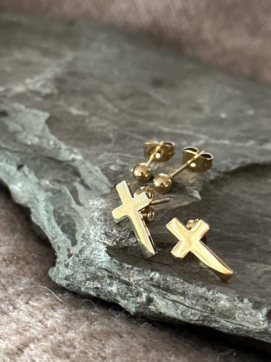 Ohrstecker-Set Kreuz und Perle